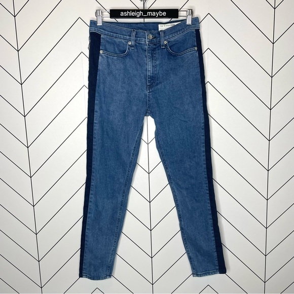 Rag & Bone | Mazie Side Stripe High Waisted Skinny Jeans Double Indigo Size 29 - Picture 3 of 13